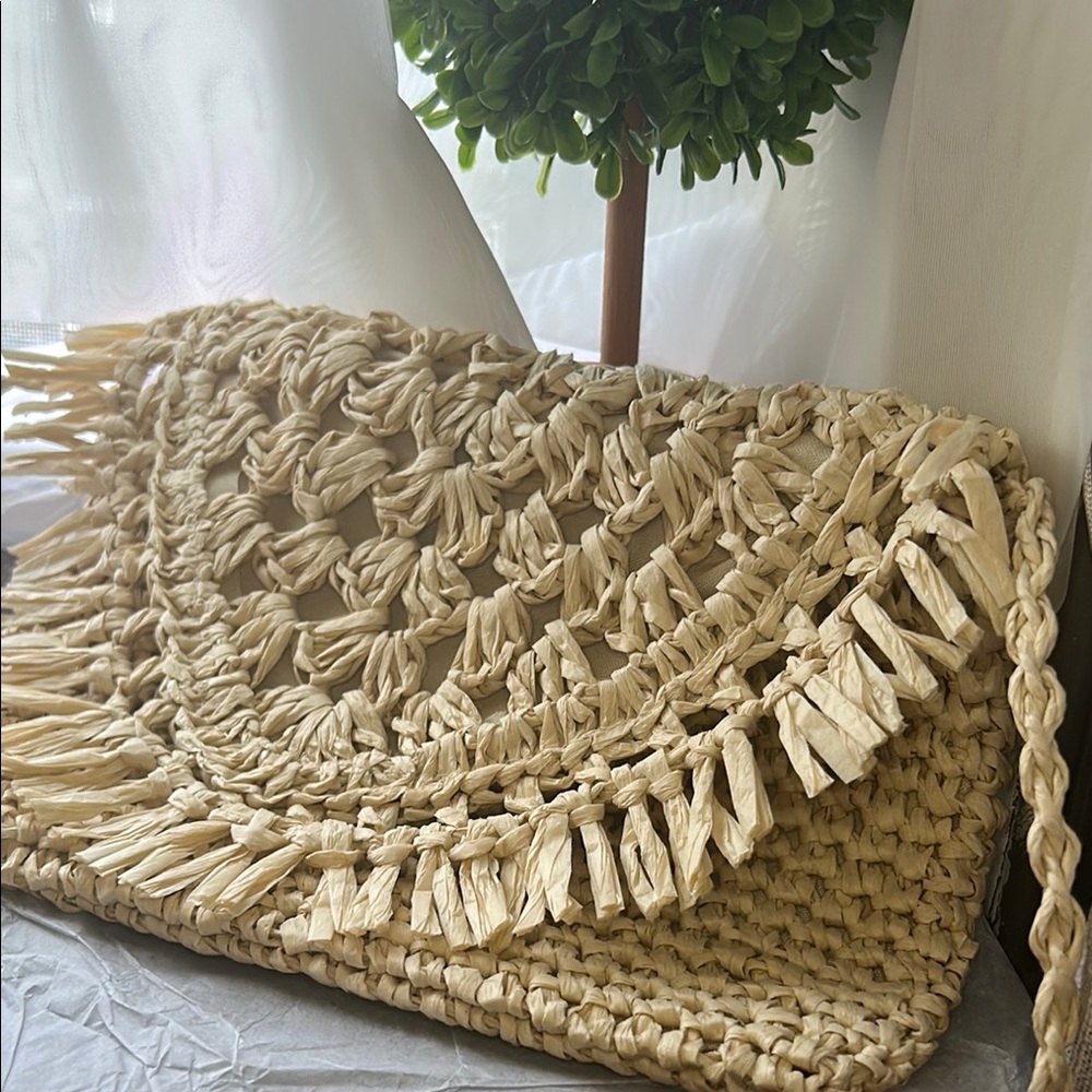 Handwoven Tan Straw Bag